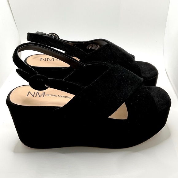 NEIMAN MARCUS sandal Size 9M black suede NEW w box - Picture 2 of 9